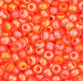 11/0 Preciosa Seed Beads Opaque Orange Rainbow Luster #35076